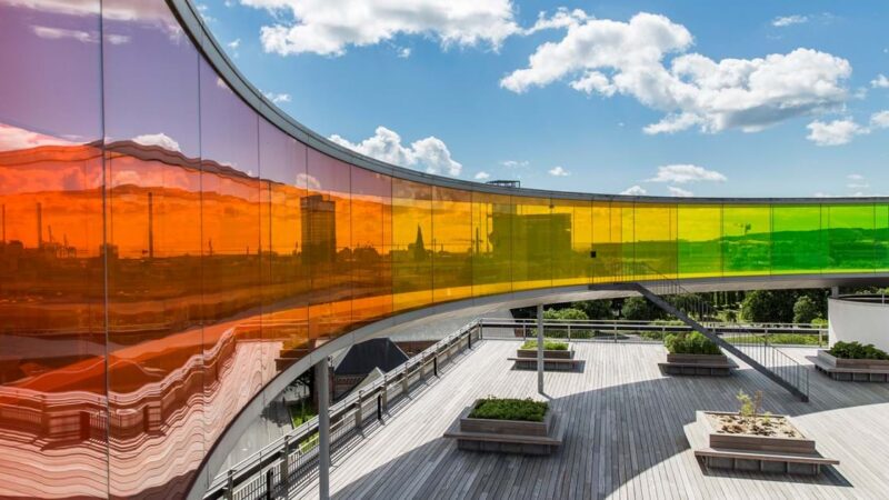 오르후스 ARoS 미술관 루프톱 레인보우 파노라마에서 내려다본 도시 전경