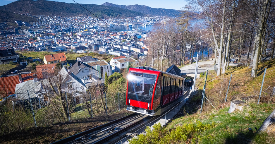플뢰위엔 방향에서 내려다본 베르겐 도심과 항구 전경