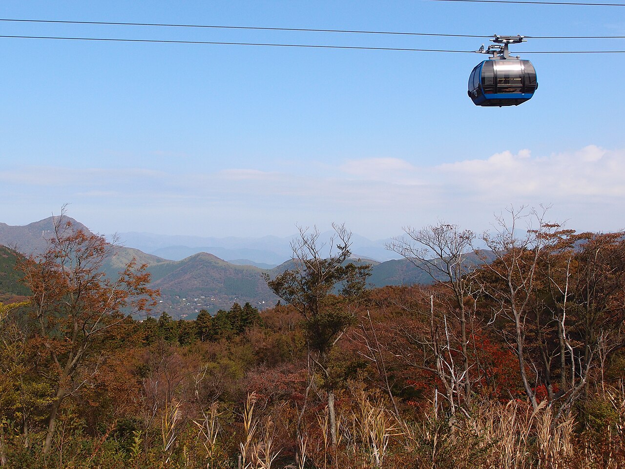 일본 하코네 산악 지대 위 하코네 로프웨이 곤돌라