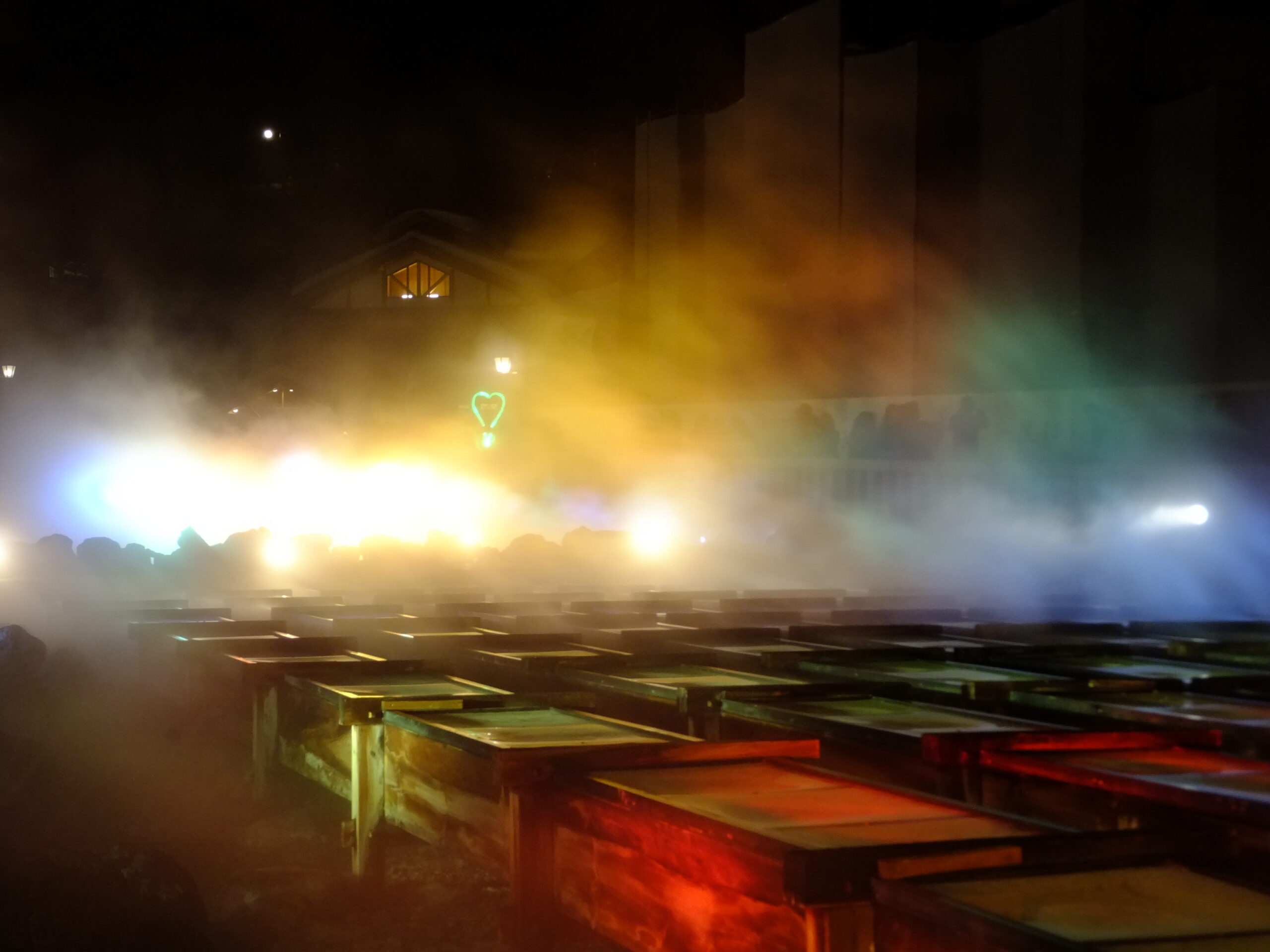 일본 군마현 쿠사츠 온천 유바타케 야간 조명 풍경