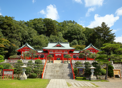 아시카가 오리히메 신사 본전과 계단 풍경