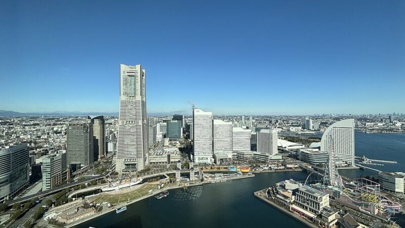 요코하마 미나토미라이 스카이라인과 랜드마크타워, 코스모 클락 21 전경